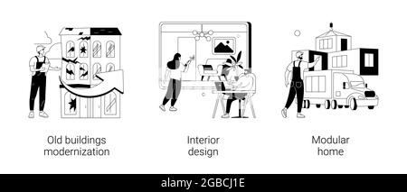 Architektur und Gebäude abstrakte Konzept Vektor Illustrationen. Stock Vektor