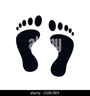Schwarze Silhouetten-Fußabdruck isoliert auf Weiß. Vektor Stock Vektor