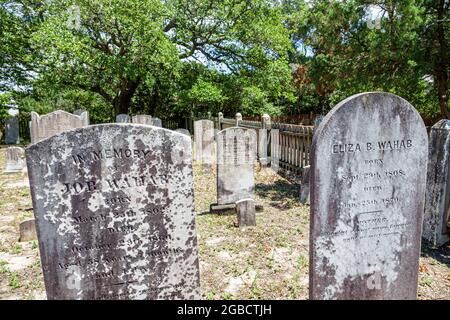 North Carolina Outer Banks Ocracoke Island, privater Friedhof Grabstein Grabstein Grabstein aus dem 19. Jahrhundert, Stockfoto