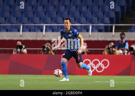 Tokio, Japan. 03 2021. August: Maya Yoshida (JPN), 3. AUGUST 2021 - Fußball/Fußball : Halbfinale der Männer zwischen Japan 0-1 Spanien während der Olympischen Spiele in Tokio 2020 im Saitama-Stadion in Saitama, Japan. (Foto von Naoki Morita/AFLO SPORT) Stockfoto