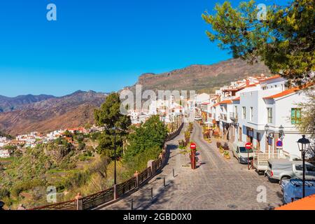 Straße im Dorf Tejeda, Kanarische Inseln, Gran Canaria, Spanien Stockfoto