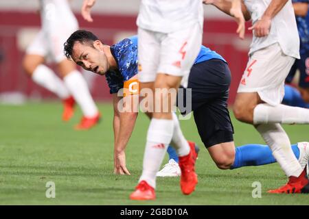 Tokio, Japan. August 03 2021: Saitama, Japan. August 2021. Maya Yoshida (JPN) Fußball/Fußball: Halbfinale der Männer zwischen Japan 0-1 Spanien während der Olympischen Spiele 2020 in Tokio im Saitama Stadium in Saitama, Japan. Quelle: Naoki Morita/AFLO SPORT/Alamy Live News Stockfoto