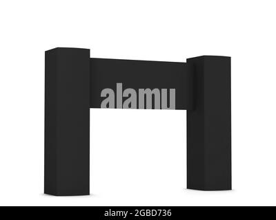 Leeres Event Arch Mockup. 3d-Illustration isoliert auf weißem Hintergrund. Eingang zum Messeeingang Stockfoto