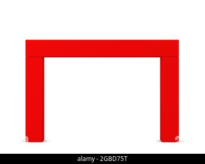 Leeres Event Arch Mockup. 3d-Illustration isoliert auf weißem Hintergrund. Eingang zum Messeeingang Stockfoto