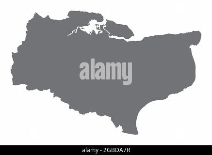 Kent County Silhouette Karte isoliert auf weißem Hintergrund, England Stock Vektor