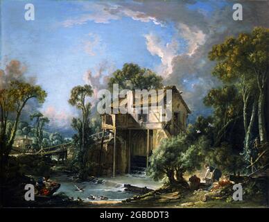 Mühle in Charenton von Francois Boucher (1703-1770), Öl auf Leinwand, 1758 Stockfoto