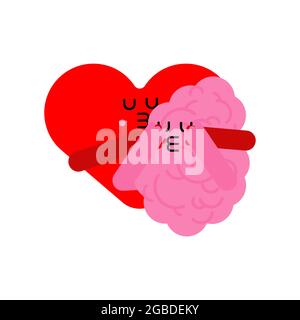 Herz und Gehirn schließen die Augen von hinten. Romantische Beziehung. Love Illustration 5 Stock Vektor