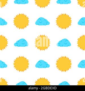 Sonne und Wolke Muster nahtlose Pixel Art. 8bit Hintergrund Vektor Illustration Stock Vektor