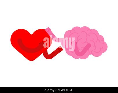 Herz und Gehirn kämpfen isoliert. Liebe und Gehirn Widerstand. vektor-Illustration Stock Vektor