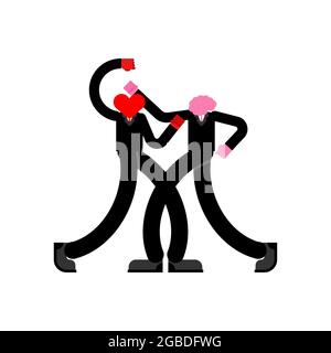 Herz und Gehirn kämpfen isoliert. Liebe und Gehirn Widerstand. vektor-Illustration Stock Vektor