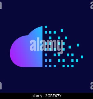 Logo oder Symbolwolke mit dunklem Hintergrund, Vektorgrafik Stock Vektor