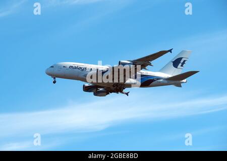 Malaysia Airlines Berhad (MAB), Penerbangan Malaysia Berhad, Airbus A380 Stockfoto