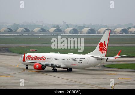Malindo Airways (eine malaysische Hybrid-Full-Service-Fluggesellschaft der Indonesian Lion Air Group), Boeing 737-900ER Stockfoto