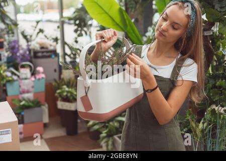 Gartencenter und Großhandel Lieferantenkonzept. Kauf von Pflanzen für zu Hause Stockfoto