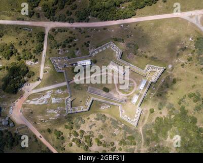 Luftaufnahme von Fort von Santa Teresa, Rocha, Uruguay Stockfoto