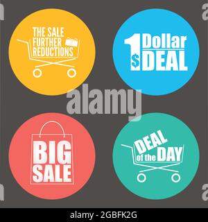 Set von runden Aufklebern mit Verkaufswerbung. Stock Vektor