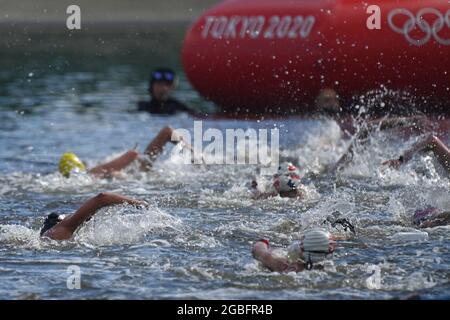 Im Allgemeinen. Frauen 10 km Marathon Schwimmen, Langstreckenschwimmen, Odaiba Marine Park am 08/04/2021. Olympische Sommerspiele 2020, ab 23.07. - 08.08.2021 in Tokio/Japan. Stockfoto