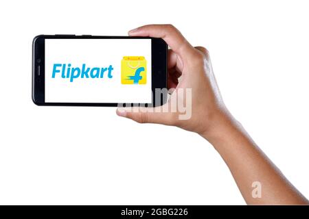 Mumbai , Indian- 1. Dezember 2018:Flipkart Application Logo Auf Smartphone Isoliert Auf Weißem Hintergrund Mit Beschneidungspfad Stockfoto