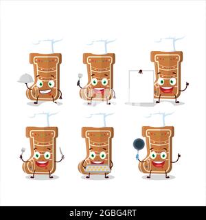 Cartoon-Charakter von Lebkuchensocken mit verschiedenen Chef-Emoticons. Vektorgrafik Stock Vektor