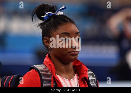 Tokio, Japan. August 2021. Künstlerische Gymnastik. Ariake Gymnastik Center. 10-1. 1chome. Ariake. Koto-ku. Tokio. Simone Biles (USA). Kredit Garry Bowden/Sport in Pictures/Alamy live News Kredit: Sport in Pictures/Alamy Live News Stockfoto