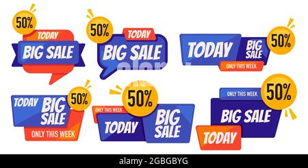 Blau orange großen Verkauf Promo Banner Großhandel fünfzig Prozent Rabatt nur heute und in dieser Woche Stock Vektor
