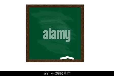 Isolierte dunkelgrüne Tafel und Holzrahmen, schmutziges Brett mit Kreide gerieben Stock Vektor
