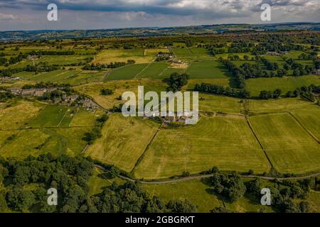 Sowerby Bridge Halifax West Yorkshire Drone Aerial Air Nestle Bahnhof Stockfoto