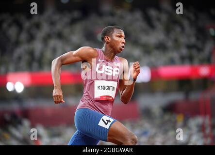 Erriyon KNIGHTON (USA) Action, Leichtathletik Halbfinale Halbfinale 200m Sprint der Männer, menÕs 100m, am 03. August 2021 Olympische Sommerspiele 2020, ab Juli 23. - 08.08.2021 in Tokio/Japan. Stockfoto