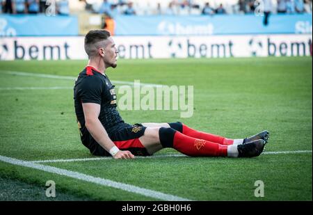 Malmö, Schweden. August 2021. Ryan Kent (14) vom Rangers FC beim Champions League Qualifikationsspiel zwischen Malmö FF und dem Rangers FC im Eleda Stadion in Malmö. (Foto: Gonzales Photo/Alamy Live News Stockfoto