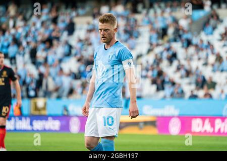 Malmö, Schweden. August 2021. Anders Christiansen (10) von Malmö FF beim Champions-League-Qualifikationsspiel zwischen Malmö FF und dem Rangers FC im Eleda Stadion in Malmö. (Foto: Gonzales Photo/Alamy Live News Stockfoto