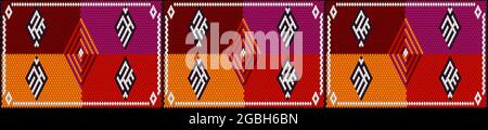 Eine traditionelle Zierde von Völkern und Ländern Lateinamerikas, in der reiche Farben Aufmerksamkeit und Reichtum wecken. Webteppiche für Frauen mit Zierde Stock Vektor