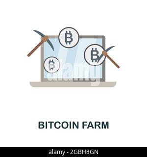 Flachsymbol der Bitcoin Farm. Farbiger Schild aus der Kryptowährungskollektion. Creative Bitcoin Farm Icon Illustration für Web-Design, Infografiken und vieles mehr Stock Vektor