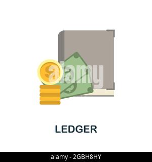 Flaches Symbol für Ledger. Farbiger Schild aus der Kryptowährungskollektion. Creative Ledger Symbol Illustration für Web-Design, Infografiken und mehr Stock Vektor