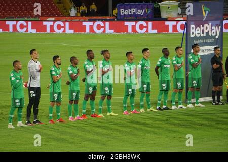 3. August 2021: Spieler von Atletico Nacional während des Spiels von 3 zwischen Independiente Santa Fe und Atletico Nacional für die BetPlay League DIMAYOR (Bildnachweis: © Daniel Garzon Herazo/ZUMA Press Wire) Stockfoto