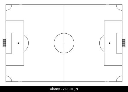 Fußball, Fußballplatz. Sport Hintergrund. Line Art Stil. Stock Vektor