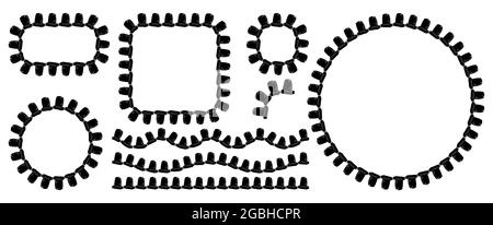 Grave Tombstone, Silhouette halloween Bordüre, Rahmen und Trennwand Set. Einfaches Vektor-Design mit gruseligen Symbol. Horror Urlaub Dokumentvorlage mit Co Stock Vektor