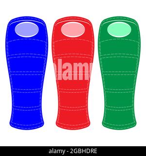 Farbige moderne Schlafsack-Set isoliert auf weißem Hintergrund Stock Vektor