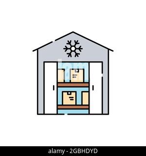 Symbol für die Farbzeile des Kühllagers. Piktogramm für Webseite, mobile App, Promo. UI UX GUI Design-Element. Bearbeitbare Kontur. Stock Vektor