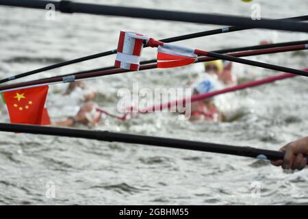 Tokio, Japan. August 2021. 10 km der Frauen während der Olympischen Spiele Tokio 2020, Marathon-Schwimmen, am 4. August 2021 im Odaiba Marine Park in Tokio, Japan - Foto Yoann Cambefort/Marti Media/DPPI Credit: Independent Photo Agency/Alamy Live News Stockfoto