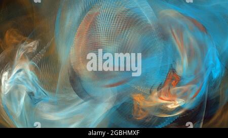 Wunderschönes digitales Fraktal mit dynamischen Linien und fließenden Pastellfarben Stockfoto