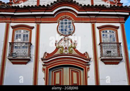 Barockkirche (Detail) in Diamantina, Minas Gerais, Brasilien Stockfoto