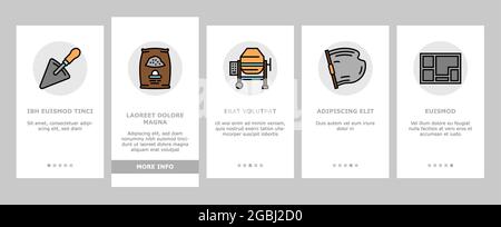 Betonproduktion Onboarding Icons Set Vector Stock Vektor