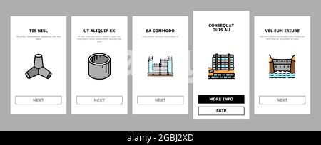 Betonproduktion Onboarding Icons Set Vector Stock Vektor