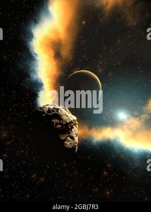 Künstlerische 3D-Illustration einer kosmischen Szene Stockfoto