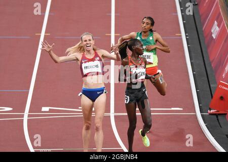 Tokio, Japan, 04/08/2021, Courtney Frerichs (USA) Silbermedaille über 3000 m Hindernislauf während der Olympischen Spiele Tokyo 2020, Leichtathletik, am 4. August 2021 im Tokyo Olympic Stadium in Tokio, Japan - Foto Yoann Cambefort / Marti Media / DPPI Stockfoto