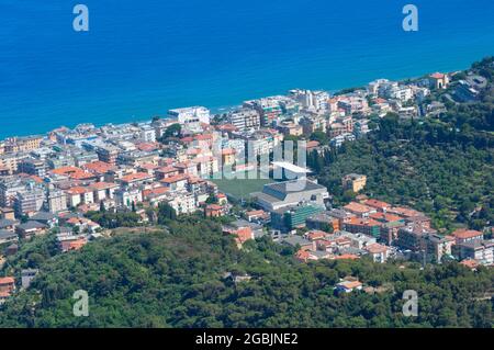 Italien, Ligurien, Alassio, Hochwinkelansicht Stockfoto