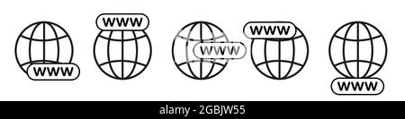 Zum Symbol für das Web-Symbol wechseln. Internetsymbol. Website-Symbol festgelegt. Globus-Symbol. Isolierter Vektor. Vektor Stock Vektor