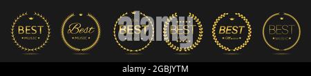 Bester Musikpreis goldener Lorbeerkranz Stock Vektor
