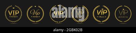 VIP-Mitglied Goldener Lorbeerkranz-Labelset Stock Vektor