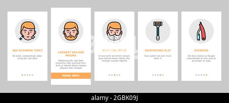 Rasur Treat Zubehör Onboarding Icons Set Vector Stock Vektor